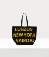 Vivienne Westwood Utility Small Shopper Printed Canvas Black-yellow-print