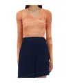 Vivienne Westwood Cropped Ribbed V-neck Slim Fit Top In Brown