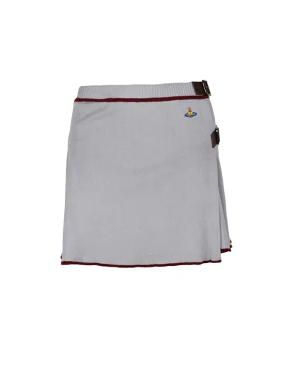 Vivienne Westwood Valentina Kilt Skirt With Wrap-around Design And Pleated Back In Gray