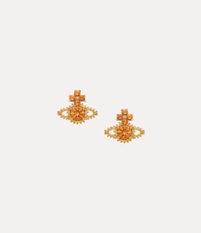 Vivienne Westwood Valentina Orb Earrings Pink-gold-amber-cz Pink-gold-amber-cz Women In Orange