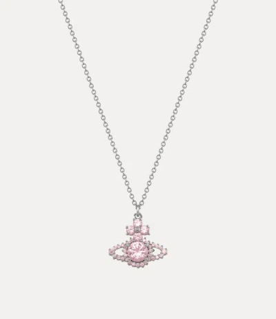 Vivienne Westwood Valentina Orb Pendant Necklace Silver / Pink Cubic Zirconia Women In Multi