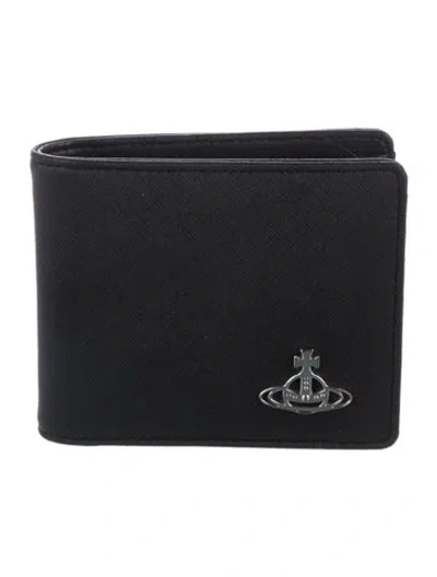 Pre-owned Vivienne Westwood Vegan Leather Bifold Wallet In Black