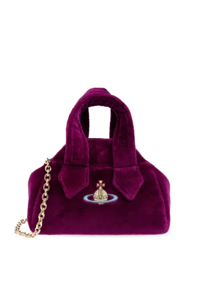 Vivienne Westwood Velvet Frame Bag In Purple