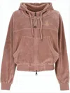 Vivienne Westwood Velvet Textured Zip-up Hoodie With Drawstring Hood In Brown