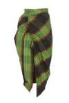 Vivienne Westwood Side Panther Cotton And Linen Midi Skirt In Verde