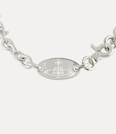Vivienne Westwood Verena Chain Necklace Silver Cubic Zirconia Women In Metallic