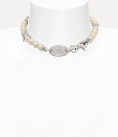 Vivienne Westwood Verena Pearl Necklace Silver Swarovski Pearls / Cubic Zirconia Women