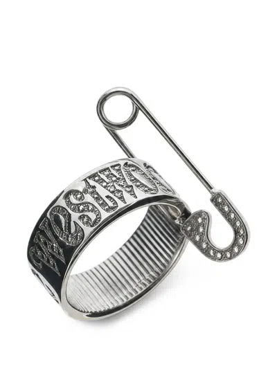 Vivienne Westwood Vernon Safety-pin Logo-embellished Ring In Silver
