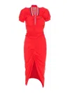 Vivienne Westwood Pulling Ruched Asymmetric Cotton Midi Dress In Rojo