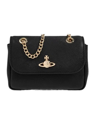 VIVIENNE WESTWOOD VICTORIA LEATHER SHOULDER BAG