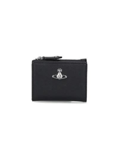 Vivienne Westwood "victoria" Zip Card Holder In Black