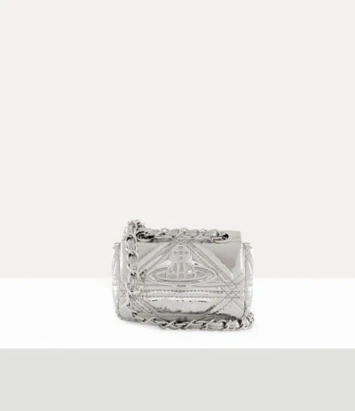 Vivienne Westwood Vinnie Chain Purse Quilted Metallic Pu Silver