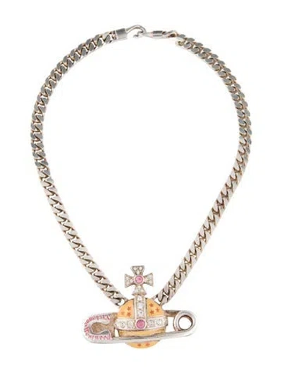 Pre-owned Vivienne Westwood Vintage Giant Safety Pin Orb Choker, 15" In Multi