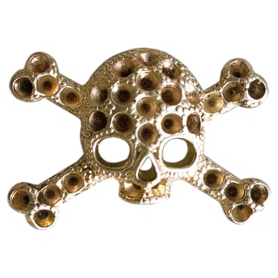 Pre-owned Vivienne Westwood - Vintage ‘skull & Crossbones' Brooch - Gold Metal - C.2000 In Multi