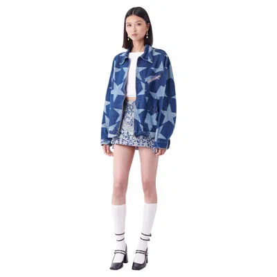 Pre-owned Vivienne Westwood Vintage S/s 1985/86 Runway Mini Crini Star Denim Jacket In Gray
