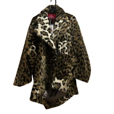 Pre-owned Vivienne Westwood Vintage  Faux Leopard Fur Coat Size M In Multicolor
