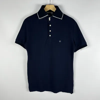 Pre-owned Vivienne Westwood Vintage  Man Orb Logo Polo Tee 90's In Blue