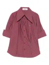 Vivienne Westwood Checkered Fold Cuffs Point Collar Short Sleeves In Red