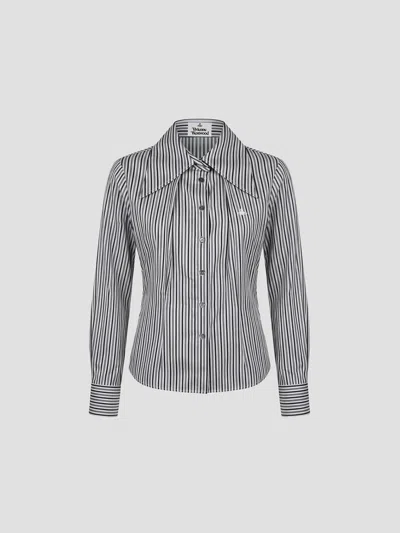 Vivienne Westwood Violin Shirt With Shadow Stripe Detail In Gray