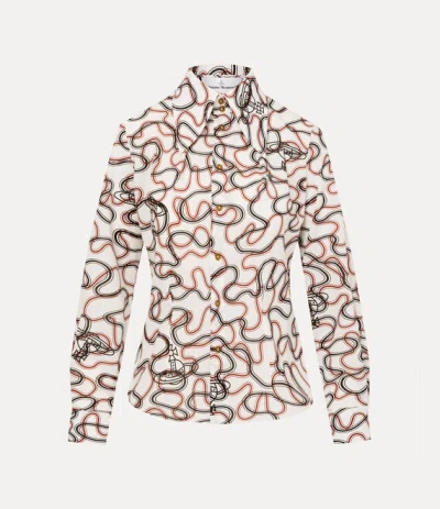 Vivienne Westwood Violin Tuxedo Shirt Printed Tana Lawn White-wiggle 48 Women In Neutral