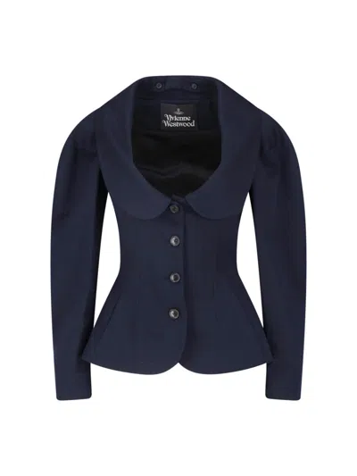 Vivienne Westwood Virgin Wool & Cotton Jacket For Women In Blue