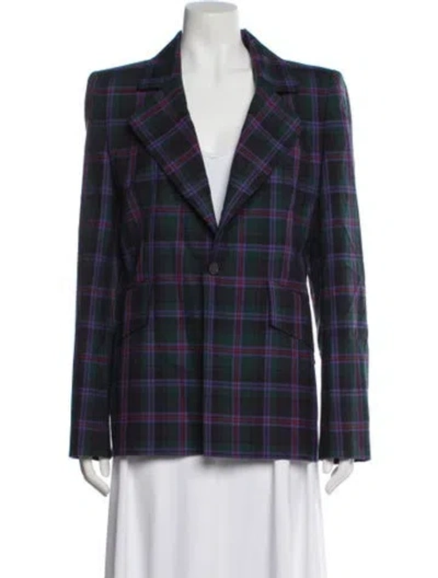 Pre-owned Vivienne Westwood Virgin Wool Plaid Print Peacoat In Blue