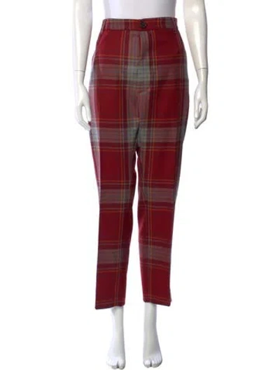 Pre-owned Vivienne Westwood Virgin Wool Straight Leg Pants In Red