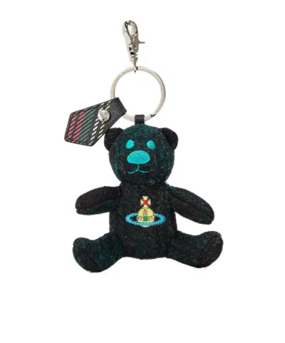 Vivienne Westwood Viv Teddy Bear Keyrings In Black