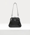 Vivienne Westwood Vivienne's Clutch Emboss Croc Leather Black In Black
