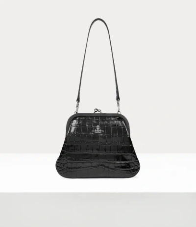 Vivienne Westwood Vivienne's Clutch Emboss Croc Leather Black