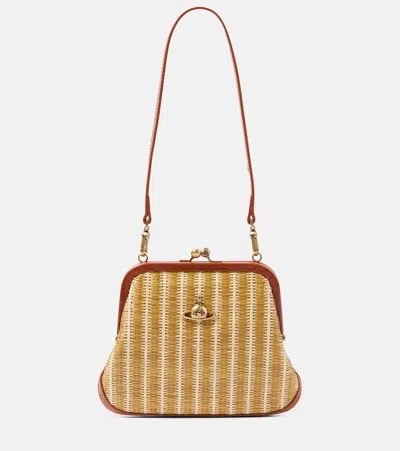 Vivienne Westwood Vivienne's Raffia Shoulder Bag In Neutrals