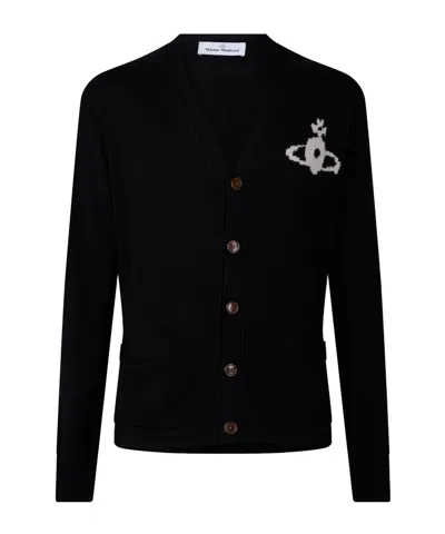 Vivienne Westwood V-neck Button-front Knit Cardigan In Black