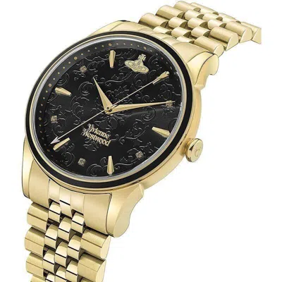 Pre-owned Vivienne Westwood Vv208gbgd Men Quartz (swiss Made) Black X Gold Watch