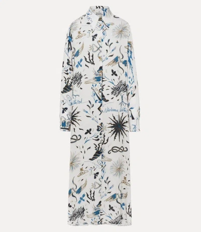 Vivienne Westwood Vw Shirt Dress Printed Marocain 46 Women In White