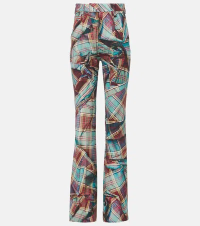 VIVIENNE WESTWOOD W RAY TARTAN VIRGIN WOOL FLARED PANTS