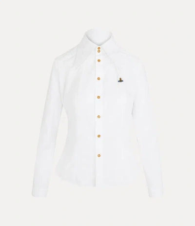 Vivienne Westwood Orb Logo Embroidered Drunken Shirt In White