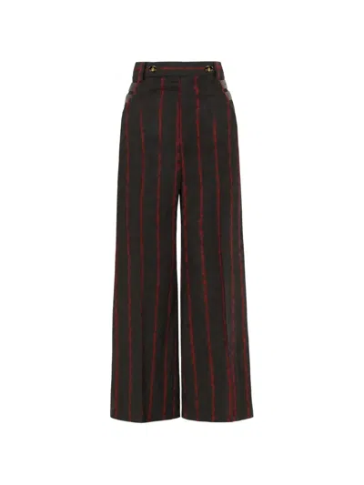 Vivienne Westwood Waisted Lauren Trousers Brushed Hair Stripe Charcoal-red 38 Women In Multi