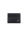 Vivienne Westwood Black Logo-plaque Faux-leather Cardholder In Black