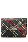 Vivienne Westwood Leather Wallet With Printed Design And Flap In Green