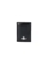 Vivienne Westwood Smooth Black Wallet With Iconic Emblem In Black