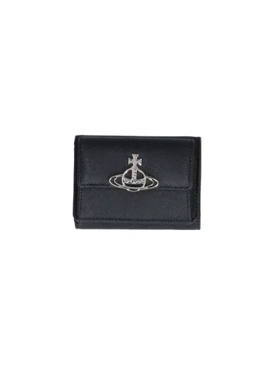 Vivienne Westwood Black Leather Wallet With Orb Logo