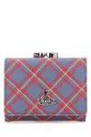 Vivienne Westwood Small Frame Wallet Saffiano Printed Blue-orange-tartan One Size Women In Multicolor