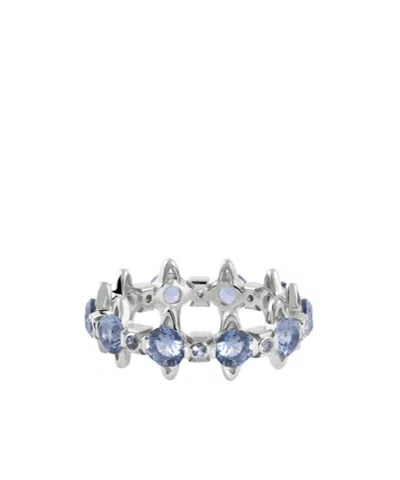 Vivienne Westwood Warwick Ring Platinum-blue-cz Platinum-blue-cz Unisex In Silver