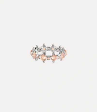 Vivienne Westwood Warwick Ring Platinum-peach-cz Platinum-peach-cz Unisex In Metallic