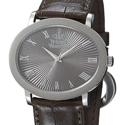Pre-owned Vivienne Westwood Watch Oval Men's Gray Brown Japan Made Vw40e5-22