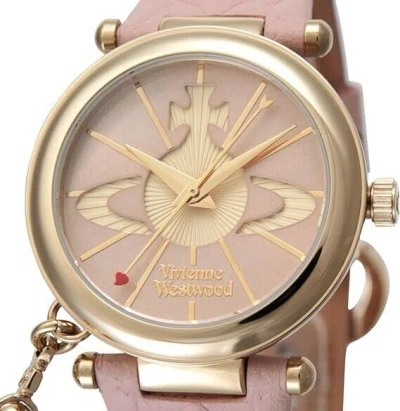 Pre-owned Vivienne Westwood Watch Vv006pkpk Orbii Charm Pink Dial Pink Leather Women's