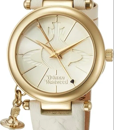 Pre-owned Vivienne Westwood Watch Vv006whwh Orbii Charm White Dial White Leather Women's