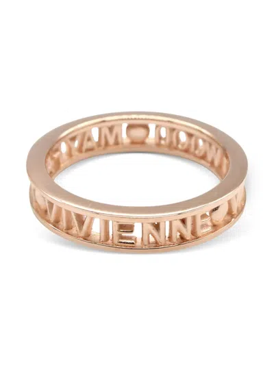 Pre-owned Vivienne Westwood Westminster Lettering Ring In Pink
