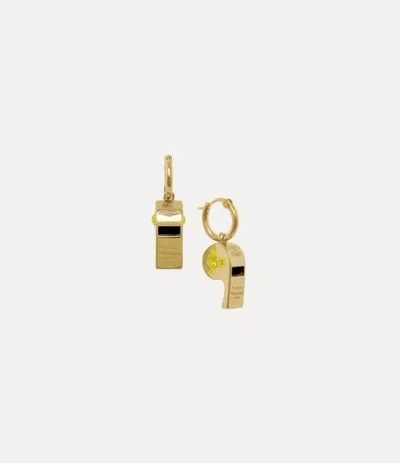 Vivienne Westwood Whistle Earrings Gold-yellow-enamel-citrine-crystal Gold-yellow-enamel-citrine-crystal Women In Pink