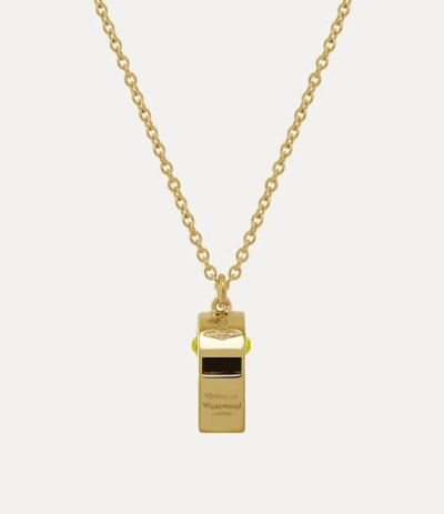 Vivienne Westwood Whistle Long Pendant Necklace Gold-yellow-enamel-citrine-crystal Gold-yellow-enamel-citrine-crystal 
